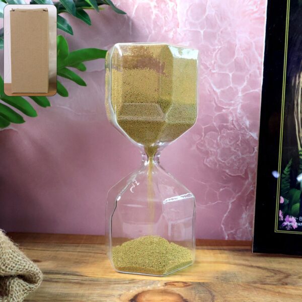 Faceted Glass Hourglass Sand Timer - (1 Pc / 4 Minutes Approx Time) - Front View by Nari Haat, Indian ethnic wear, wo...