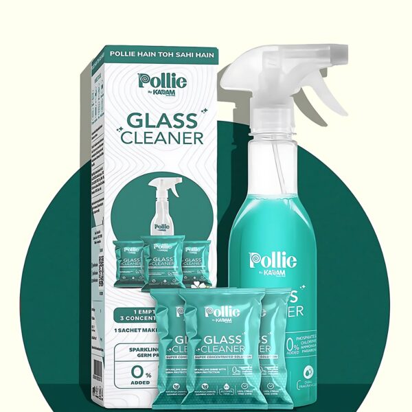 Pollic Kadam Concentrated Glass & Mirror Cleaner Refill Kit Reusable Spray Bottle - Front View by Nari Haat, Indian e...