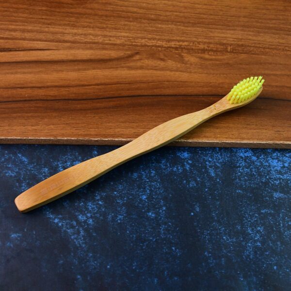 Eco-Friendly Natural Bamboo Toothbrush with Medium Bristles (1 Pc) - Front View by Nari Haat, Indian ethnic wear, wom...