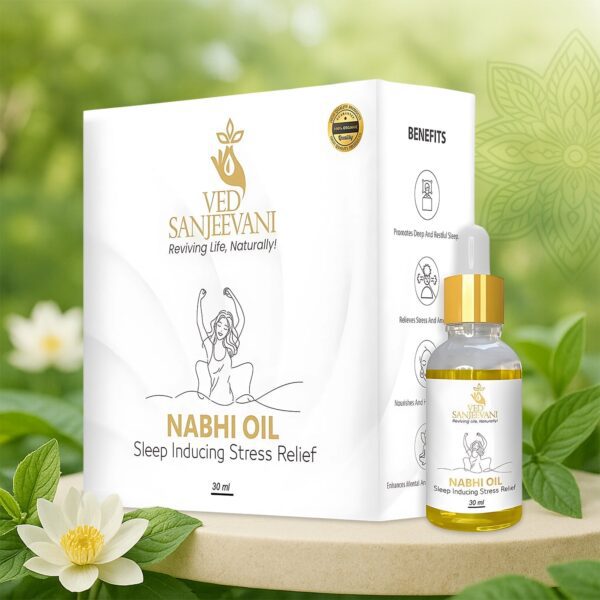 Ved Sanjeevani Nabhi Oil Sleep Inducing Stress Relief (30ML / 1 Pc) - Front View by Nari Haat, Indian ethnic wear, wo...