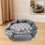 3XL Extra-Large Star Pattern Round Pet Bed for Cats & Small Dogs - Front View by Nari Haat, Indian ethnic wear, women...
