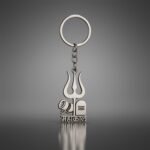 Mahakal Trishul & Shivling Design Metal Keychain - (1 Pc) - Front View by Nari Haat, Indian ethnic wear, women clothi...