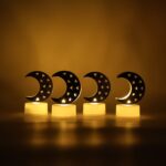 Decorative Moon Shaped Flameless LED Candles (4 Pc) - Front View by Nari Haat, Indian ethnic wear, women clothing, de...