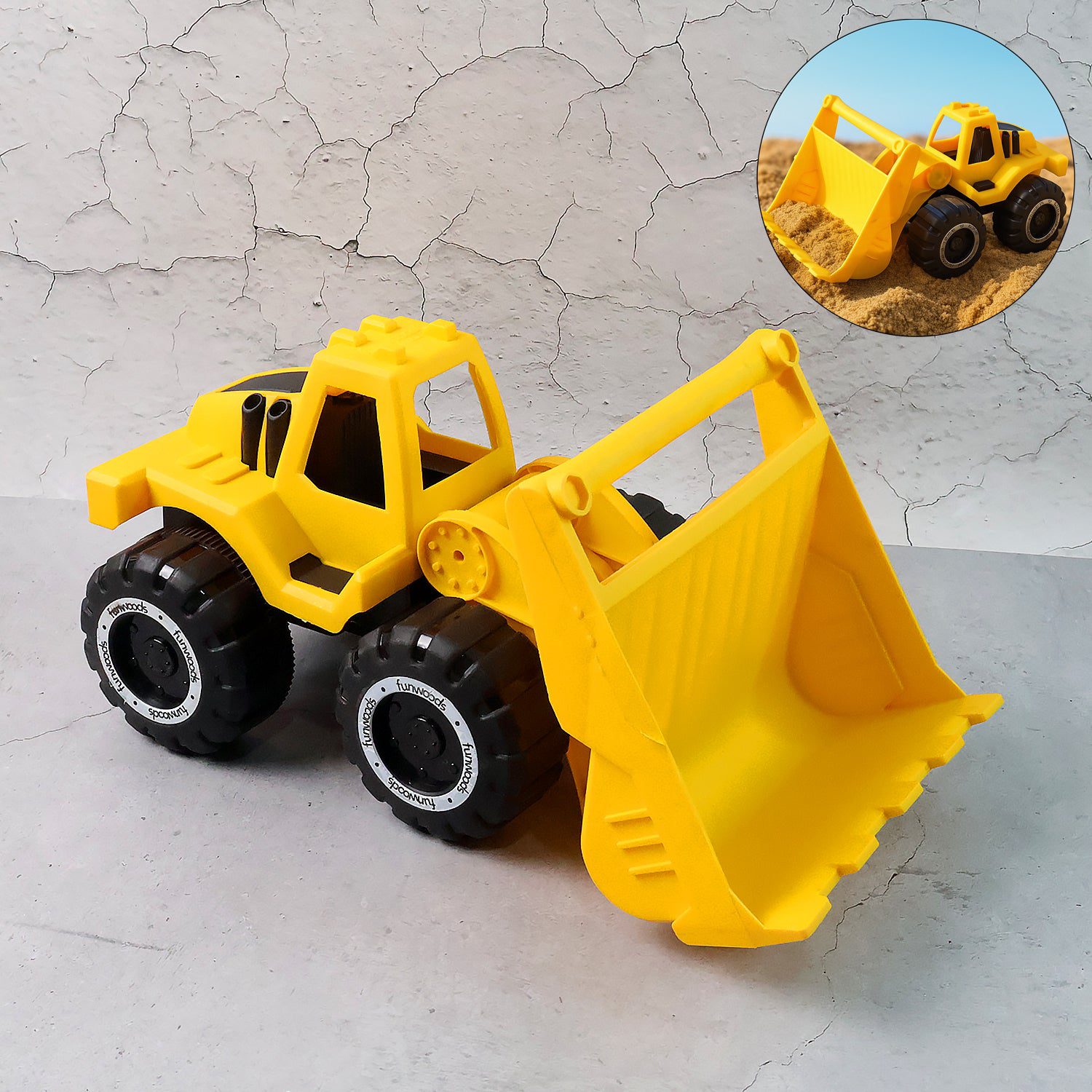 01_950fc1c6-6478-48c4-9220-dd6e7b36f7a5.jpg Funwoods Friction-Powered Front Loader / Bulldozer Toy - (1 Pc) - Front View by Nari Haat, Indian ethnic wear, women ...