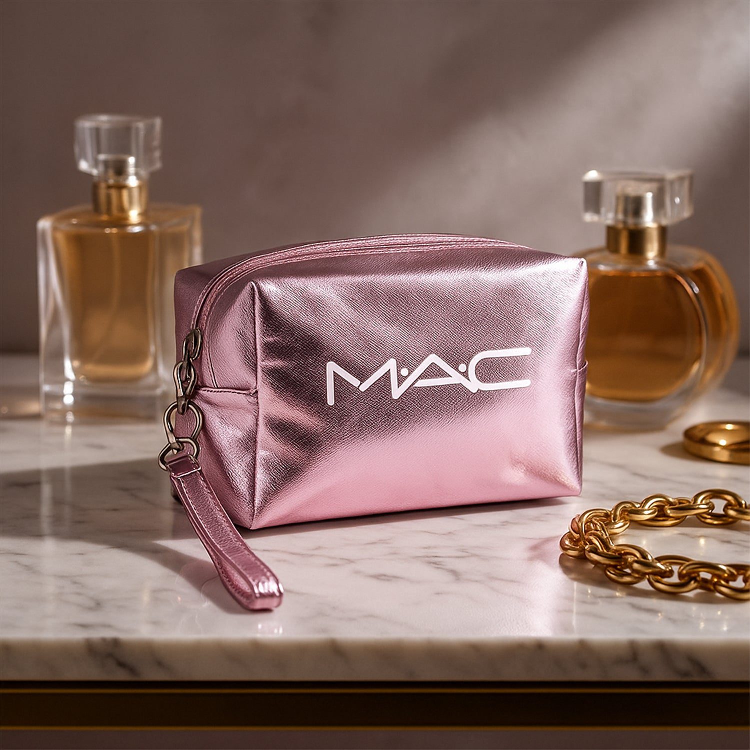 01_970fe0b1-a991-4221-92fc-b54cfb75b541.jpg Metallic Travel Makeup Pouch - (1 Pc / Mix Design) - Front View by Nari Haat, Indian ethnic wear, women clothing, des...