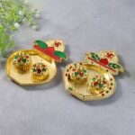 Decorative Plastic Kalash-Shape Double Kumkum Box (Mix Design, 1 Pc) - Neckline Detail by Nari Haat, Indian ethnic we...