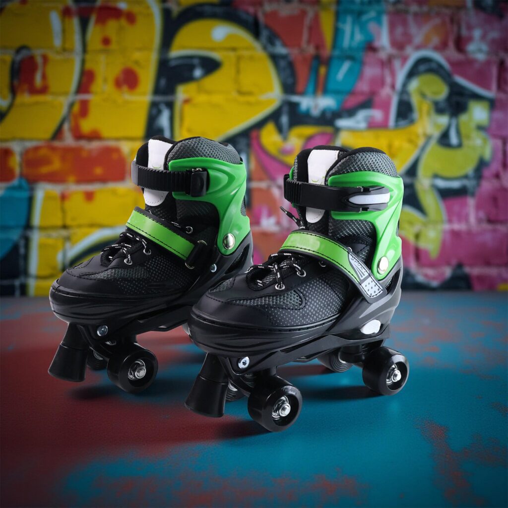 Adjustable Quad Roller Skates for Kids (Large / 1 Pair) - Front View by Nari Haat, Indian ethnic wear, women clothing...