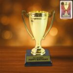 Golden Birthday Trophy – “You Are Great Happy Birthday” Plastic Award with Base - Front View by Nari Haat, Indi...