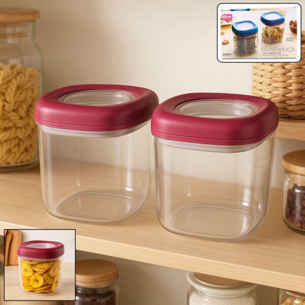 Supermom Transparent Twist Lock Kitchen Storage Container Set (Approx 800ML & 2Pc) - Front View by Nari Haat, Indian ...