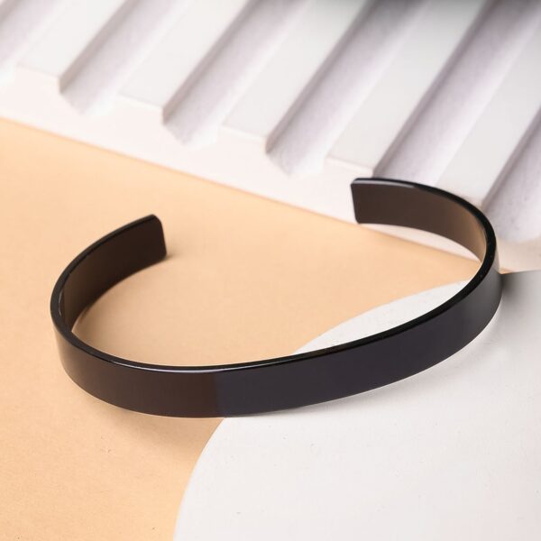 Stylish Black-Plated Stainless-Steel kada (1 Pc) - Front View by Nari Haat, Indian ethnic wear, women clothing, desig...