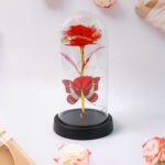 Elegant LED Eternal Rose in Plastic Dome (1 Pc / Battery Not included) - Back View by Nari Haat, Indian ethnic wear, ...
