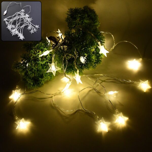 USB Powered 20 LED Decorative Star String Fairy Lights - Front View by Nari Haat, Indian ethnic wear, women clothing,...