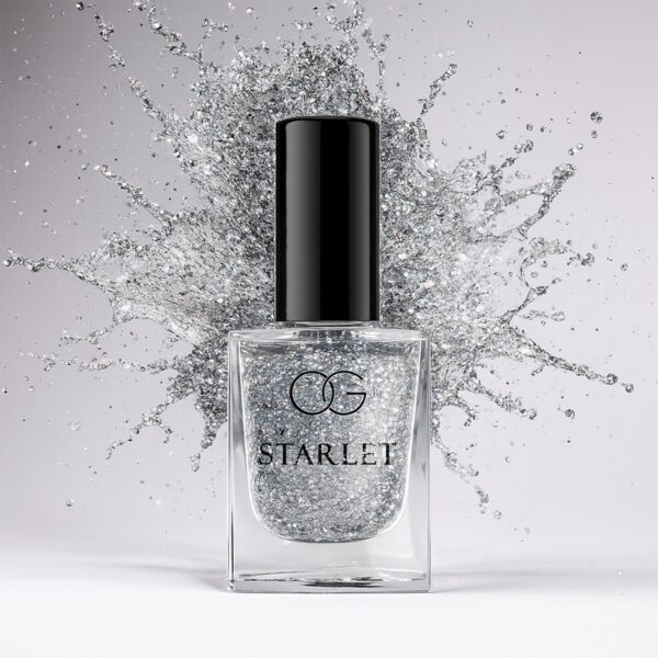 OG Beauty Silver Moonlight Starlet Glitter Nail Paint (10 ML / 1 Pc) - Front View by Nari Haat, Indian ethnic wear, w...