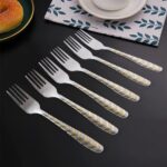 Elegant Stainless Steel Fork (6 Pcs Set) - Closeup Embroidery by Nari Haat, Indian ethnic wear, women clothing, desig...