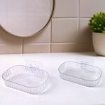 Self Adhesive Transparent Wall Mounted Soap Dish Holder (2 Pc) - Front View by Nari Haat, Indian ethnic wear, women c...
