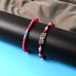 Traditional and Trendy Beaded Bracelet with Adjustable Chain (1 Pc) - Fabric Detail by Nari Haat, Indian ethnic wear,...