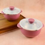 Apex Premium Plastic Serving Bowl Set with Lids (2 Pc) - Closeup Embroidery by Nari Haat, Indian ethnic wear, women c...