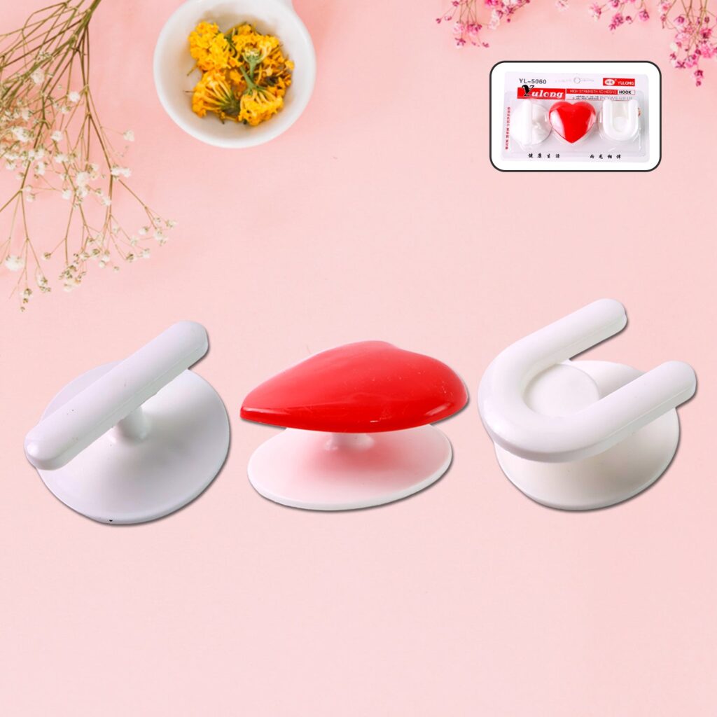 Adhesive Wall Hook Set  For KItchen, Bathroom & Home (3pc) - Front View by Nari Haat, Indian ethnic wear, women cloth...