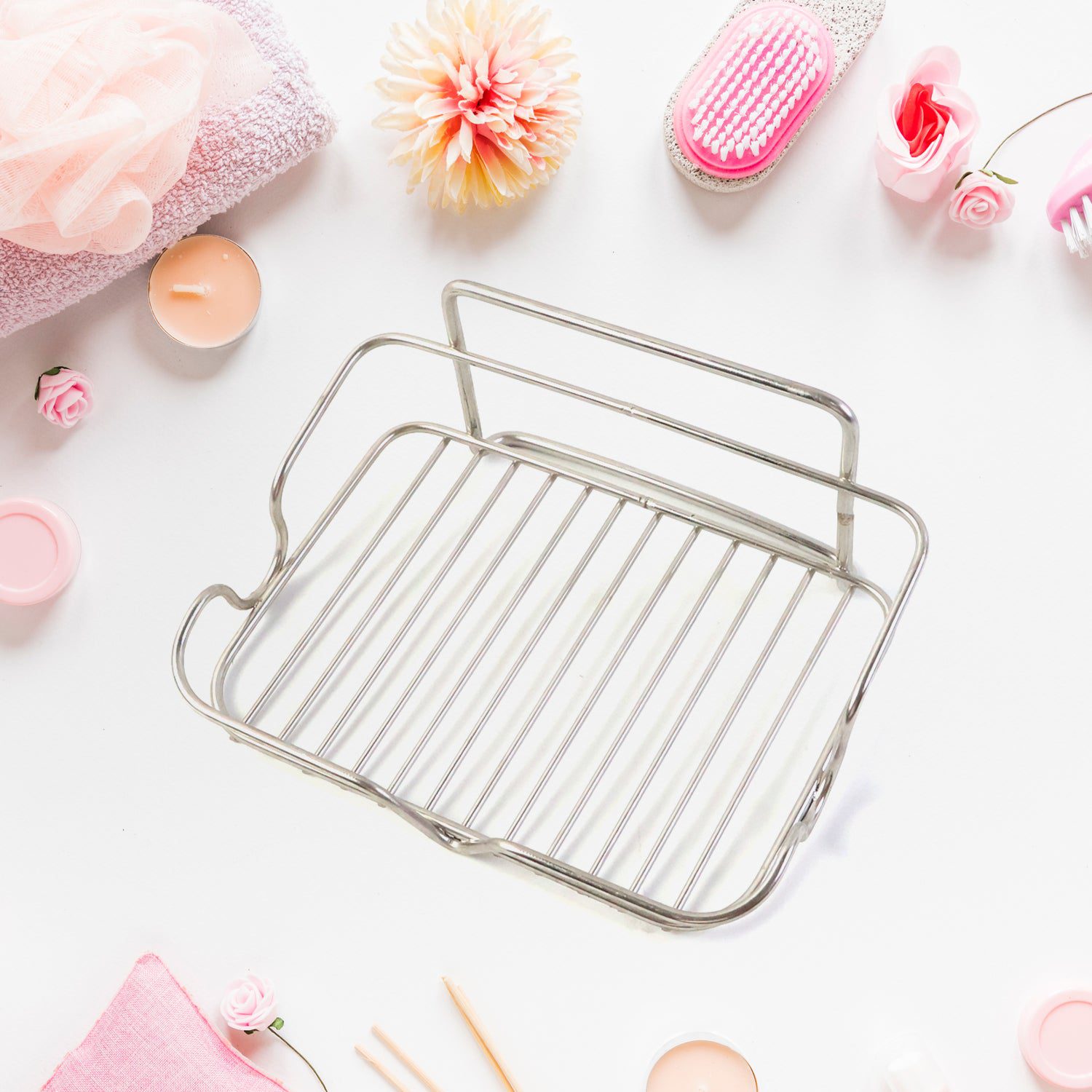 01_bathroom-accessories.jpg Premium Stainless Steel Soap Holder (1 Pc) - Front View by Nari Haat, Indian ethnic wear, women clothing, designer suit