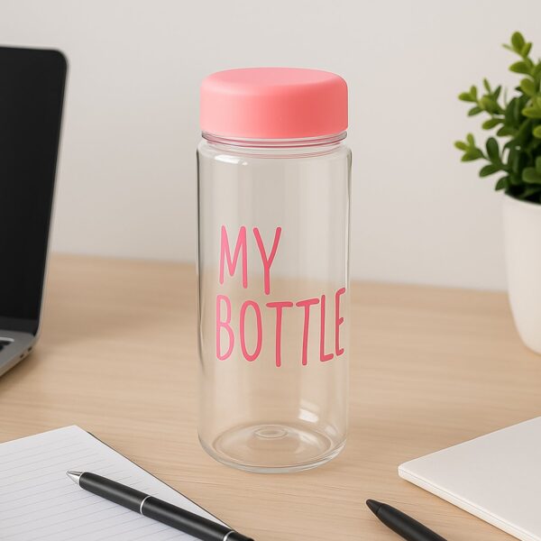 350 ml Approx Transparent Plastic Water Bottle with Leakproof Lid (1 Pc) - Front View by Nari Haat, Indian ethnic wea...