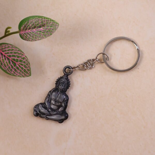 Premium Spiritual Hanuman Ji Sitting Pose Metal Keychain (1 Pc) - Front View by Nari Haat, Indian ethnic wear, women ...