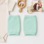 Mint Green Toddler Wool Knit Leg Warmer (Knee Guard) - Front View by Nari Haat, Indian ethnic wear, women clothing, d...