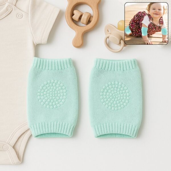 Mint Green Toddler Wool Knit Leg Warmer (Knee Guard) - Front View by Nari Haat, Indian ethnic wear, women clothing, d...