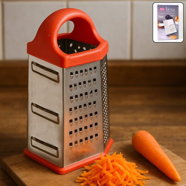 Supermom 7-in-1 Heavy Duty Stainless Steel Box Grater with Ergonomic Handle (1 Pc) - Front View by Nari Haat, Indian ...