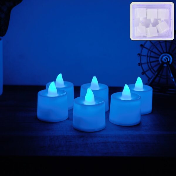 Blue LED Tea Light Candles (6 Pc) - Front View by Nari Haat, Indian ethnic wear, women clothing, designer suit