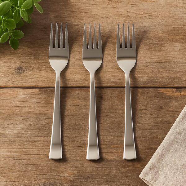 Premium Stainless Steel Dinner Fork - (3 Pc / Set) - Front View by Nari Haat, Indian ethnic wear, women clothing, des...