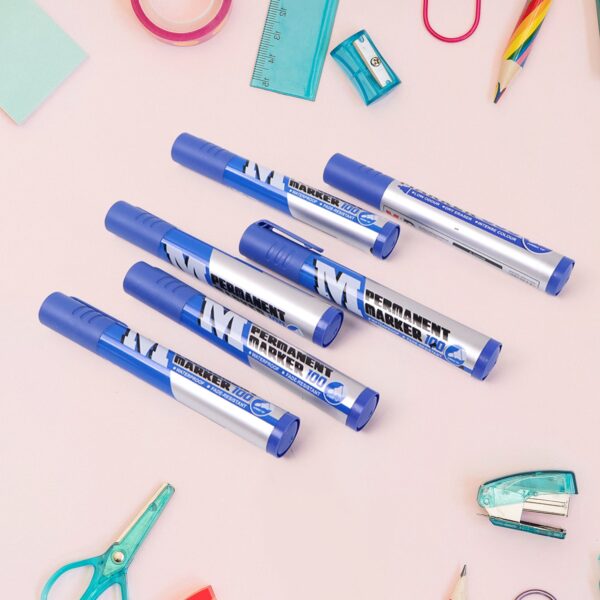 Premium Permanent Blue Marker Pen Set (6 Pcs Set) - Front View by Nari Haat, Indian ethnic wear, women clothing, desi...