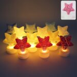 Star Shape Decorative LED Tealight Candles (12 Pc) - Front View by Nari Haat, Indian ethnic wear, women clothing, des...
