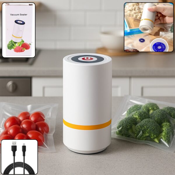 Portable USB Rechargeable Vacuum Sealer Machine (1 Pc) - Front View by Nari Haat, Indian ethnic wear, women clothing,...