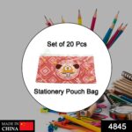 20 Pc Red Printed Pouch For Carrying Stationary Stuffs And All By The Students. - Image 2