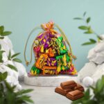 Decorative Gift Potli with 10 Premium Chocolates – Reusable Festive Return Gift Hamper - Back View by Nari Haat, In...
