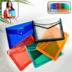 Transparent Document File Folder Multi-Color Button Closure File Bags (1 Pc / Mix Color) - Front View by Nari Haat, I...