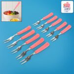Premium Stainless Steel Fruit Fork Set – 10 Pieces with Soft Non-Slip Handle - Front View by Nari Haat, Indian ethn...