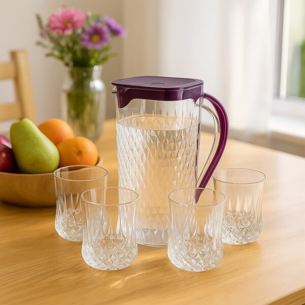 Supermom ROMA Plastic Jug with Glasses Combo Set (5 Pc) - Front View by Nari Haat, Indian ethnic wear, women clothing...