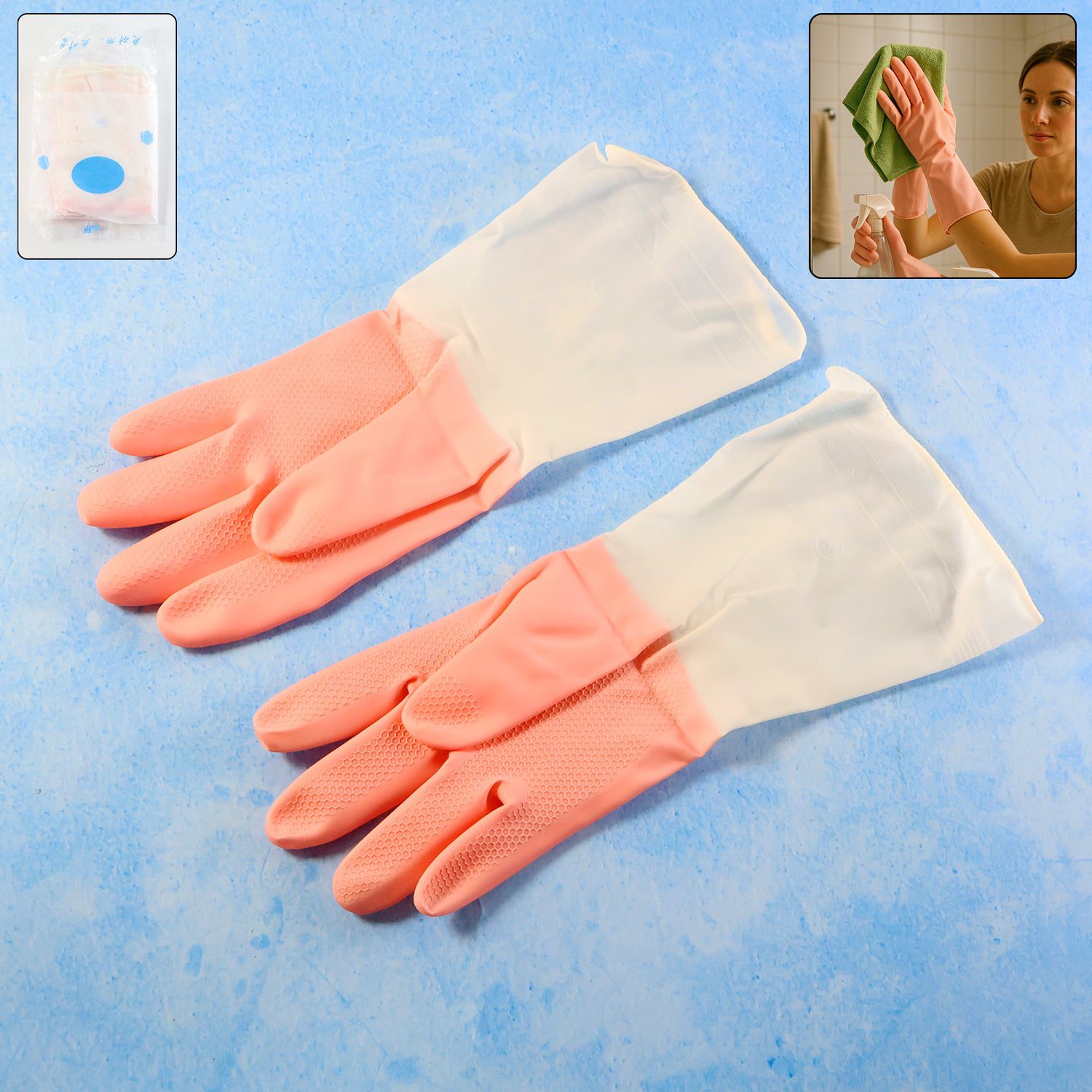 01_dd785c02-7950-47fd-a33c-55236ad787a3.jpg Small Size Reusable Household Cleaning Gloves (1 Pair) - Front View by Nari Haat, Indian ethnic wear, women clothing,...