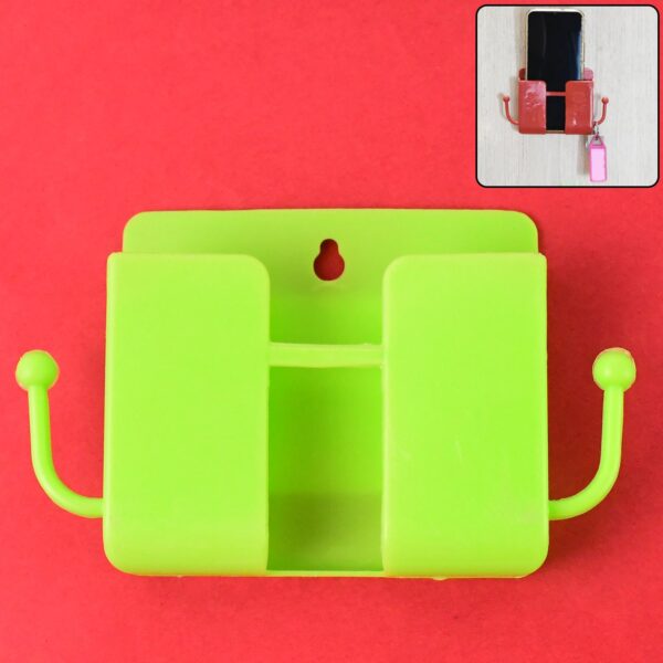 1 Pc Neon Green Wallmount Mobile Stand With Hook - Front View by Nari Haat, Indian ethnic wear, women clothing, desig...