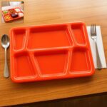 Plastic Multi-Compartment Rectangular Meal Serving Tray / Plate (1 Pc / Red) - Front View by Nari Haat, Indian ethnic...