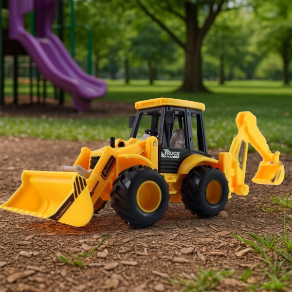 LALA Friction Powered JCB Style Backhoe Loader Construction Toy Truck for Kids (1 Pc) - Front View by Nari Haat, Indi...