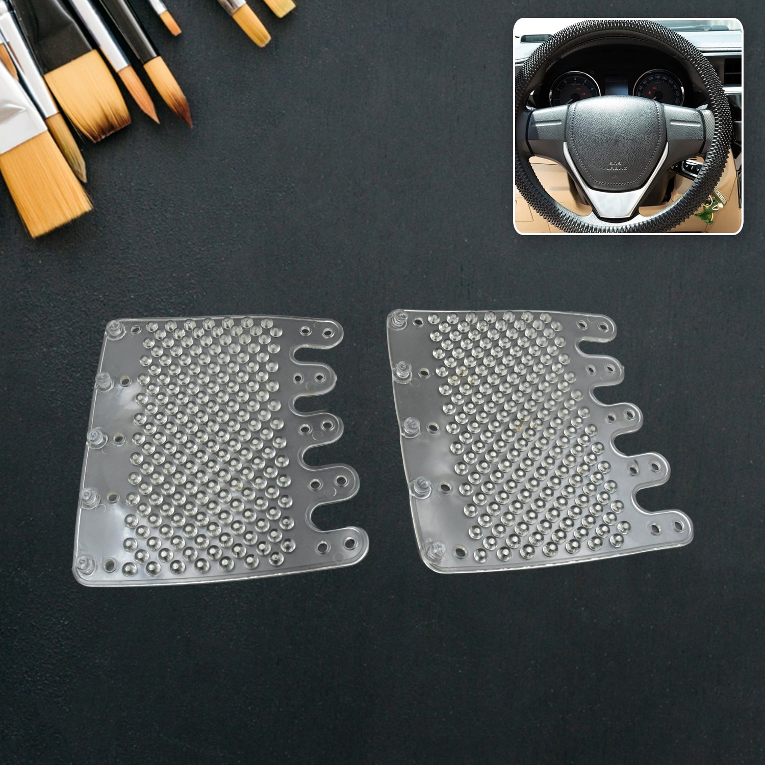 01_e78a236e-67cb-47f2-846a-dbe9f4b0360c.jpg Silicon Car Massage Steering Cover High Quality Suitable For All Car (2 Pc Set) - Front View by Nari Haat, Indian eth...