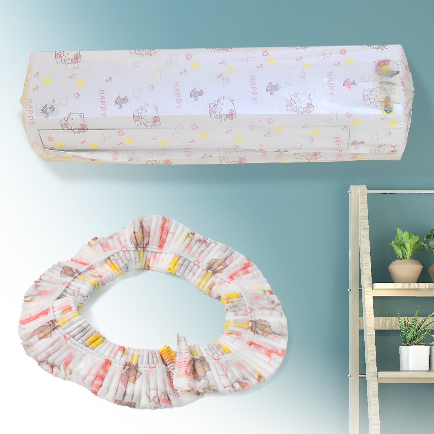 01_ebf13a57-3d46-4a0b-9ddb-38da61410ce7.jpg Air Conditioning Dust Cover - Folding AC Cover for Protection (1 Pc, 1.5 Ton) - Front View by Nari Haat, Indian ethni...