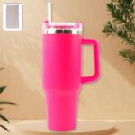 Pink Extra Large Insulated Travel Mug, Tumbler (1200ML - 1 Pc) - Front View by Nari Haat, Indian ethnic wear, women c...