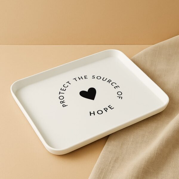 Elegant Printed Plastic Serving Tray with Motivational Quote - Front View by Nari Haat, Indian ethnic wear, women clo...