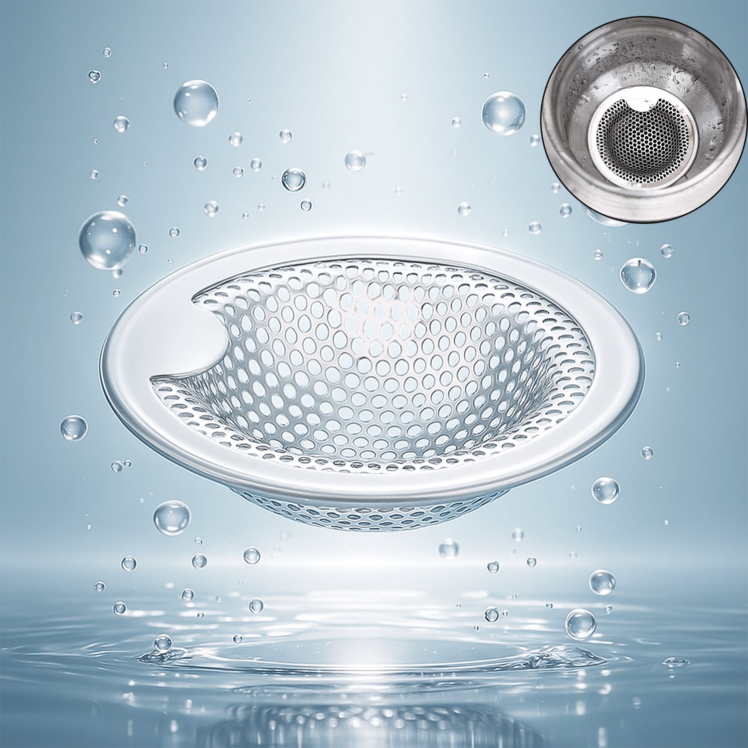 01_f9bf29f6-5a9f-498c-92e6-f14aa8d47718.jpg Stainless Steel Kitchen Sink Drain Strainer / Stopper (Small / 1 Pc) - Front View by Nari Haat, Indian ethnic wear, w...