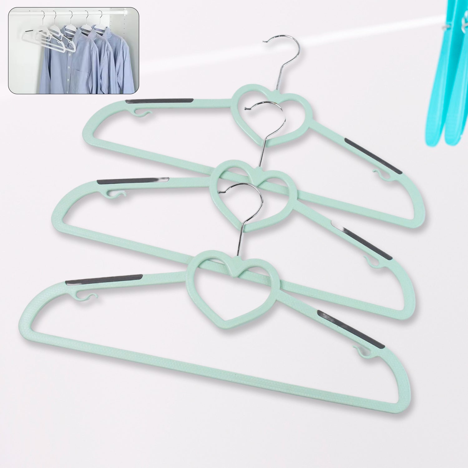 01_fd3e8eb7-9575-4b67-81c5-f2fb93a14d3b.jpg Plastic Clothes Hangers, Slim & Durable Space-Saving Hangers (3 Ps) - Front View by Nari Haat, Indian ethnic wear, wo...