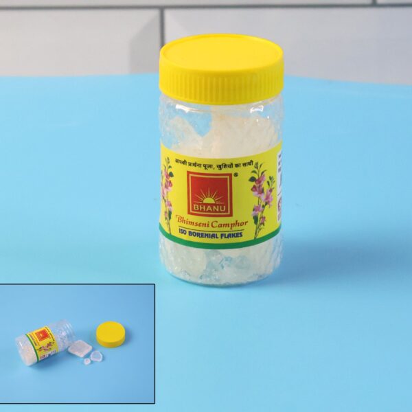 Premium Bhimseni Camphor ISO Borneol Flakes (20gm / 1 Pc) - Front View by Nari Haat, Indian ethnic wear, women clothi...