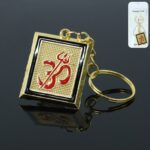 Om Trishul Symbol Golden Keychain (1 Pc) - Front View by Nari Haat, Indian ethnic wear, women clothing, designer suit